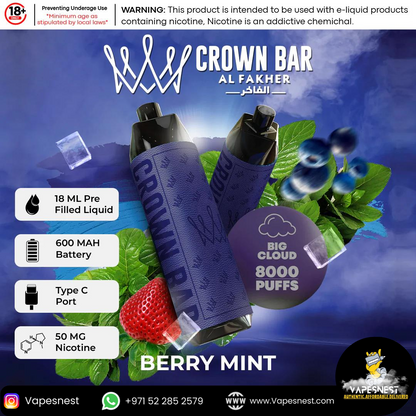 Al Fakher Crown Bar 8000 Puffs UAE: Intense Flavor, Long Lasting